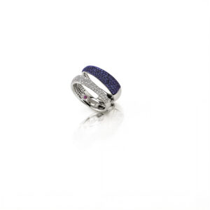 SCALARE RING WITH BLUE SAPPHIRE AND DIAMONDS