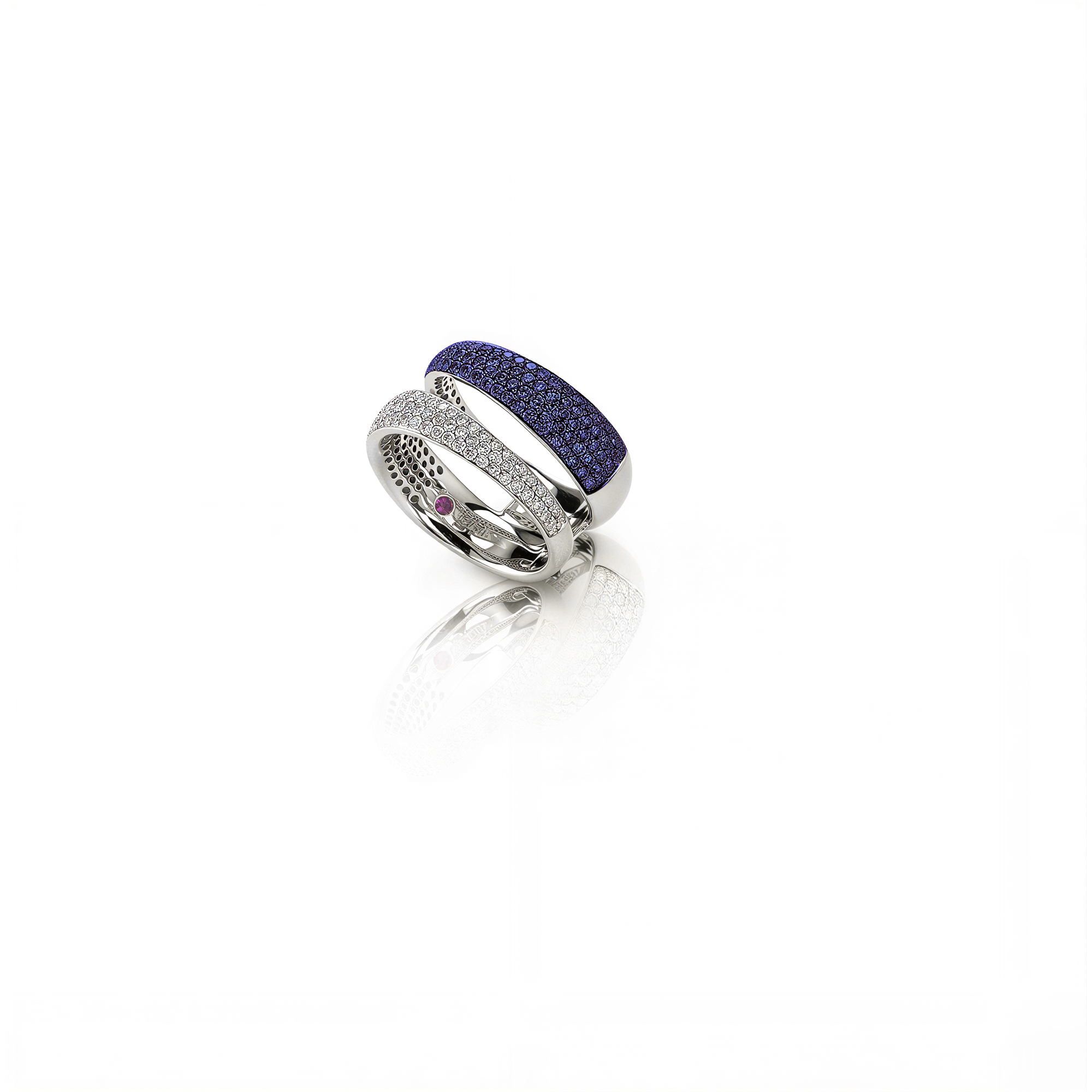 SCALARE RING WITH BLUE SAPPHIRE AND DIAMONDS