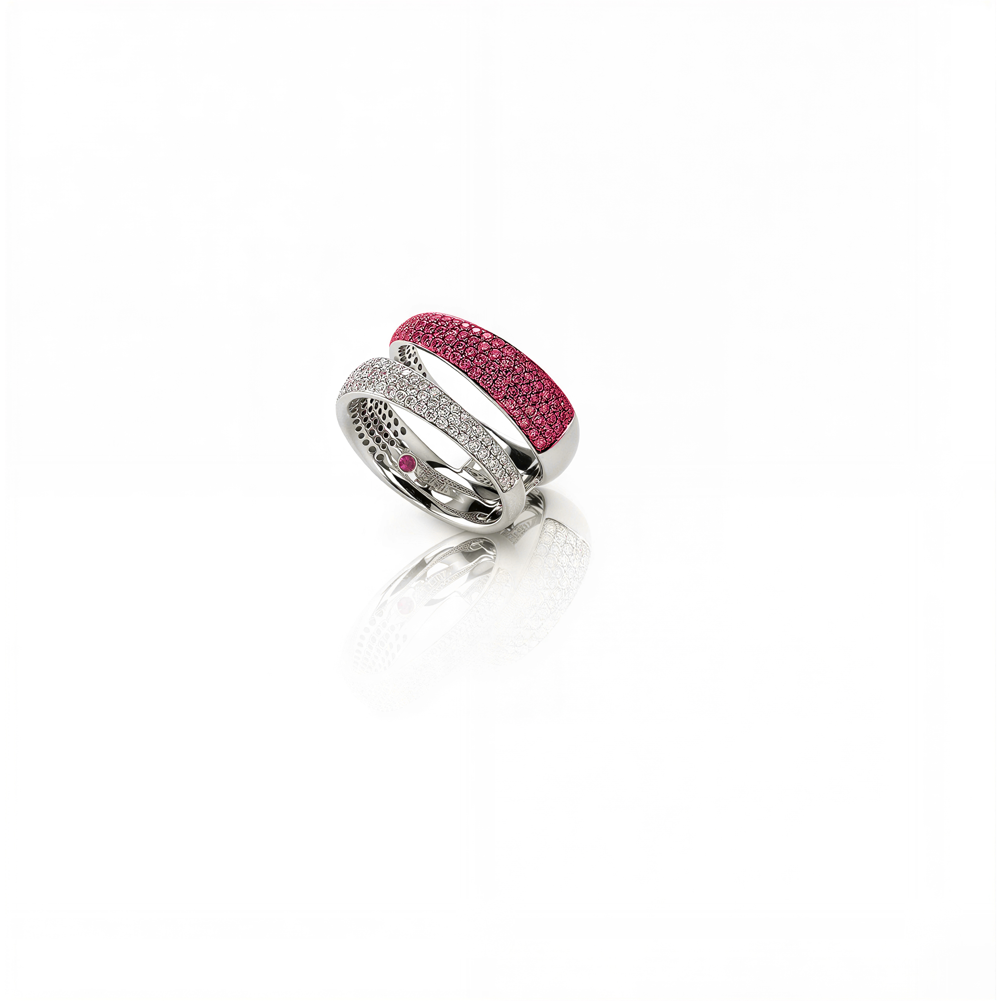 SCALARE RING WITH PINK SAPPHIRE AND DIAMONDS