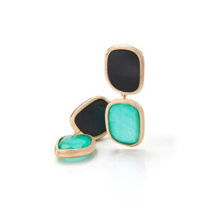 BLACK JADE EARRINGS WITH GREEN AGATE AND BLACK JADE