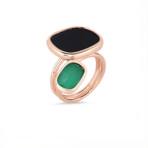 BLACK JADE RING WITH GREEN AGATE AND BLACK JADE