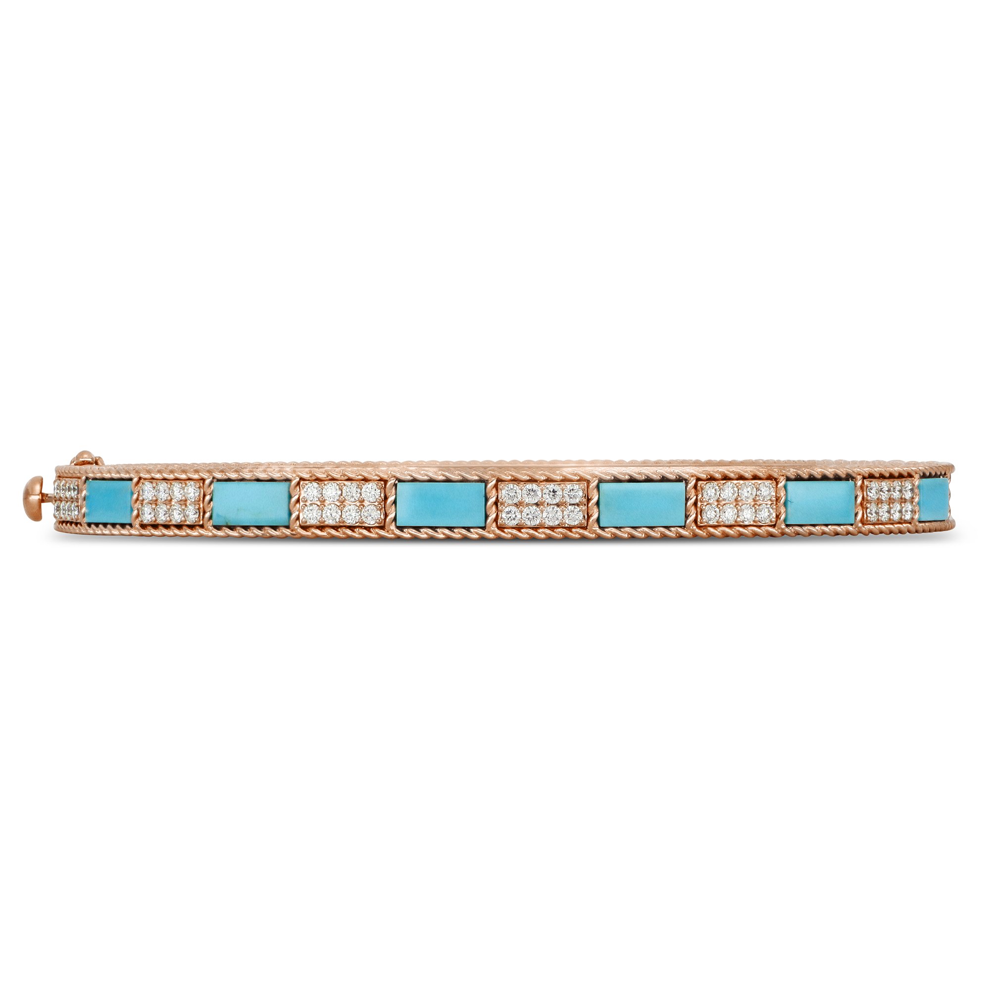ART DECO BANGLE WITH TURQUOISE AND DIAMONDS - Image 2