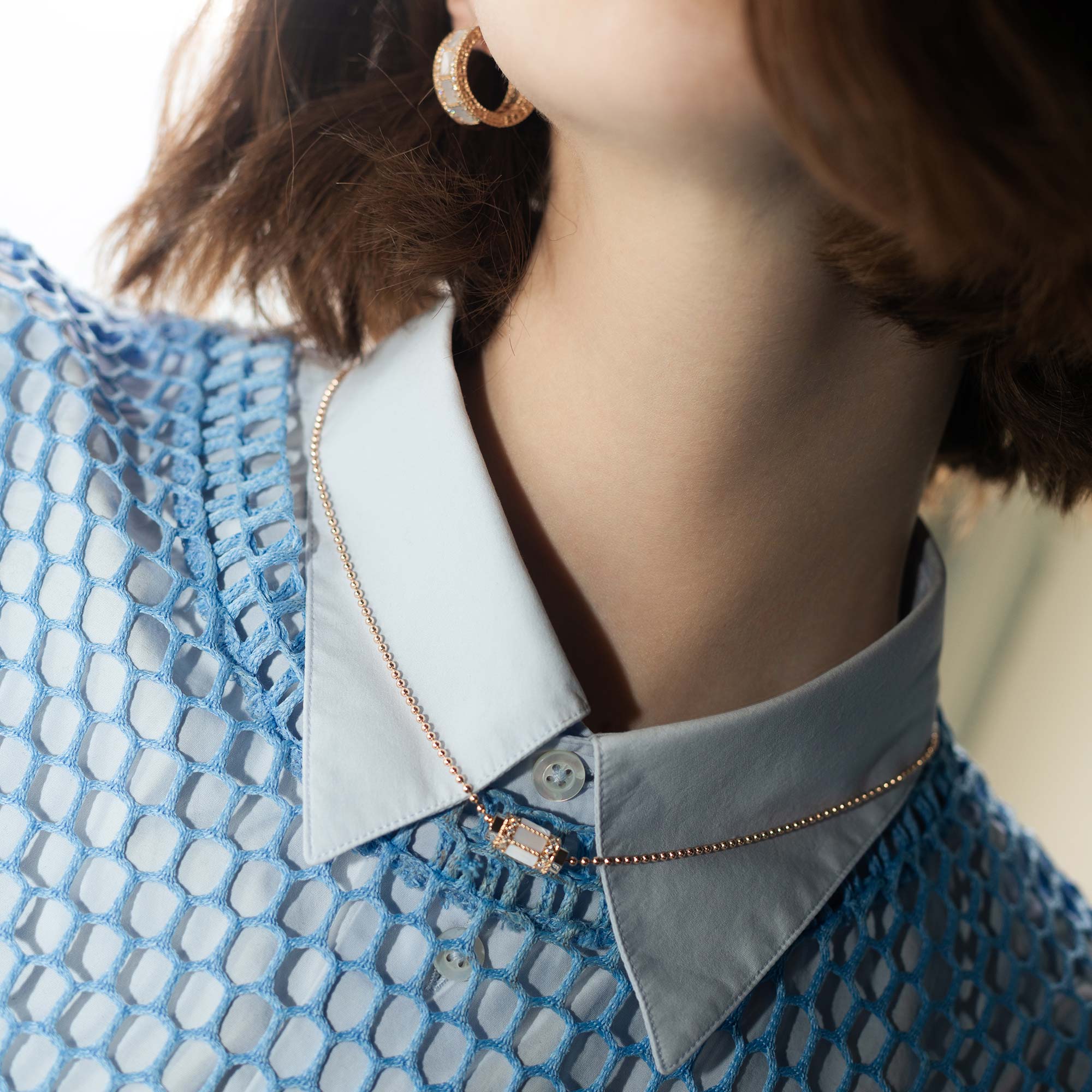 ART DECO NECKLACE WITH MOTHER OF PEARL AND DIAMONDS - Image 2