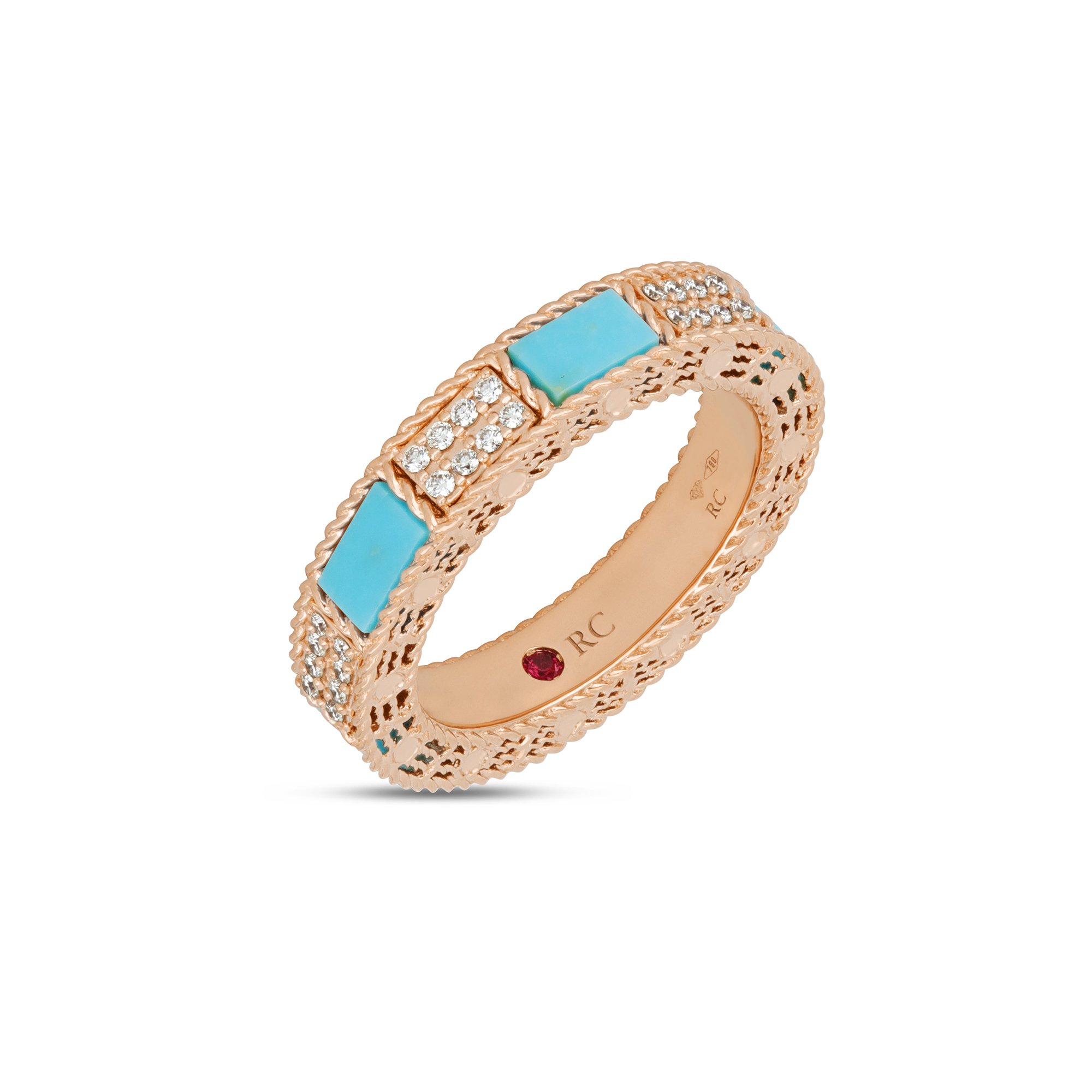 ART DECO RING WITH TURQUOISE AND DIAMONDS