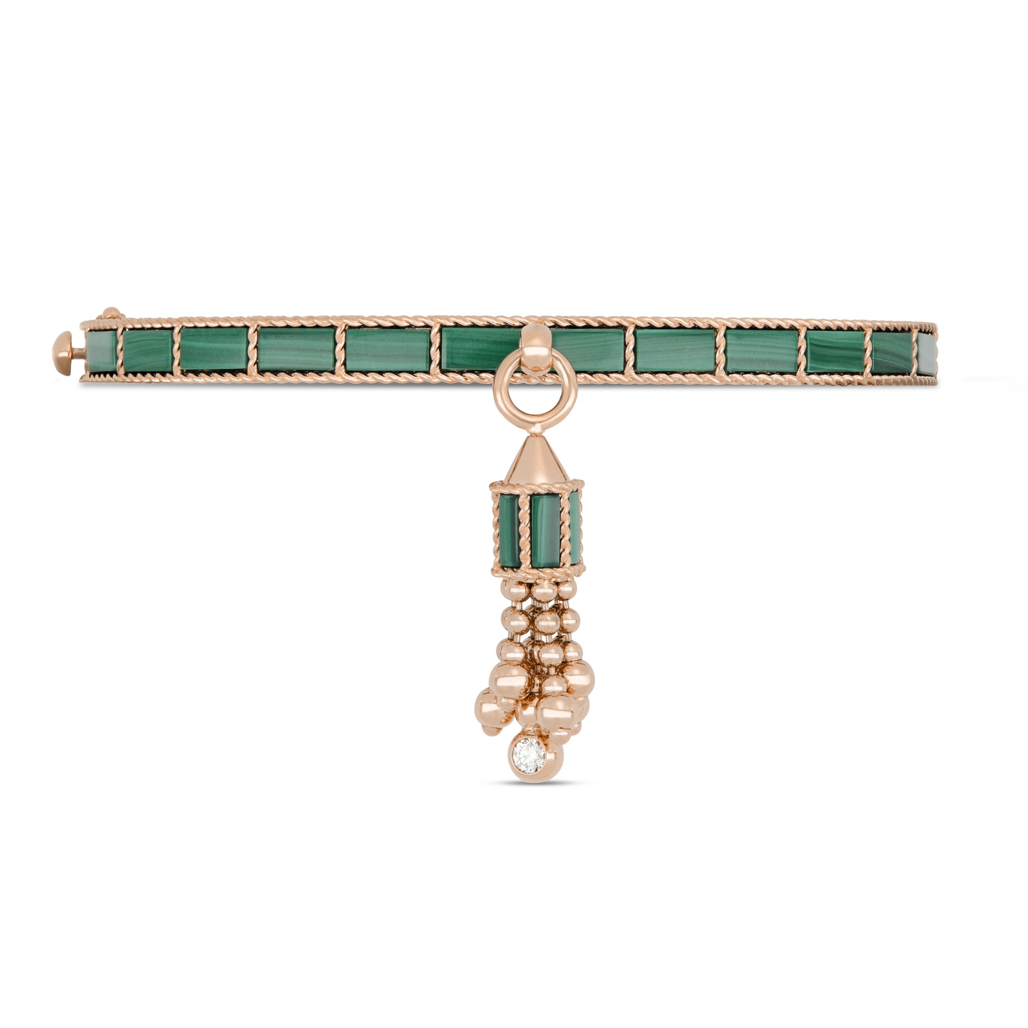 ART DECO BANGLE WITH MALACHITE AND DIAMONDS - Image 2
