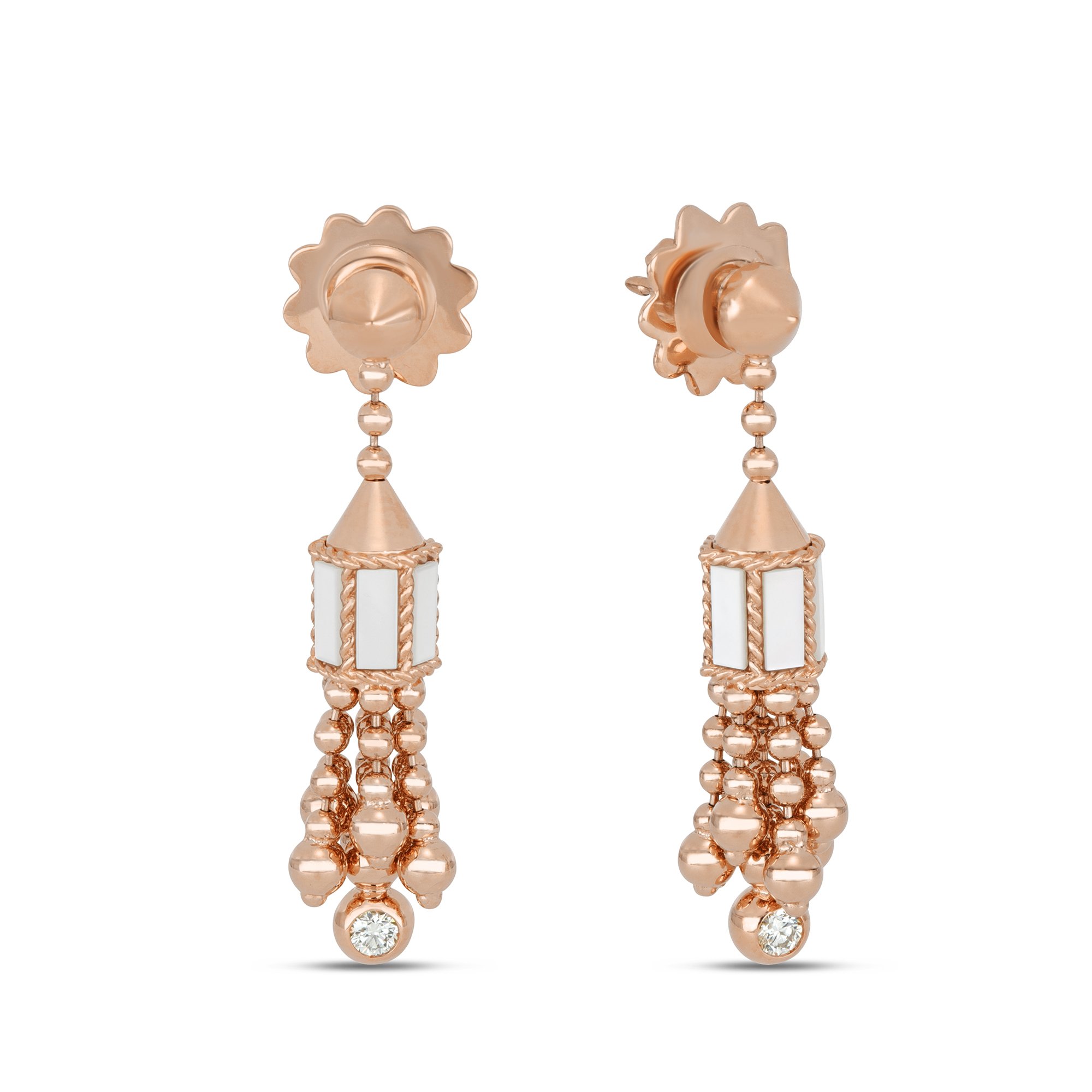 ART DECO EARRINGS WITH MOTHER OF PEARL AND DIAMONDS