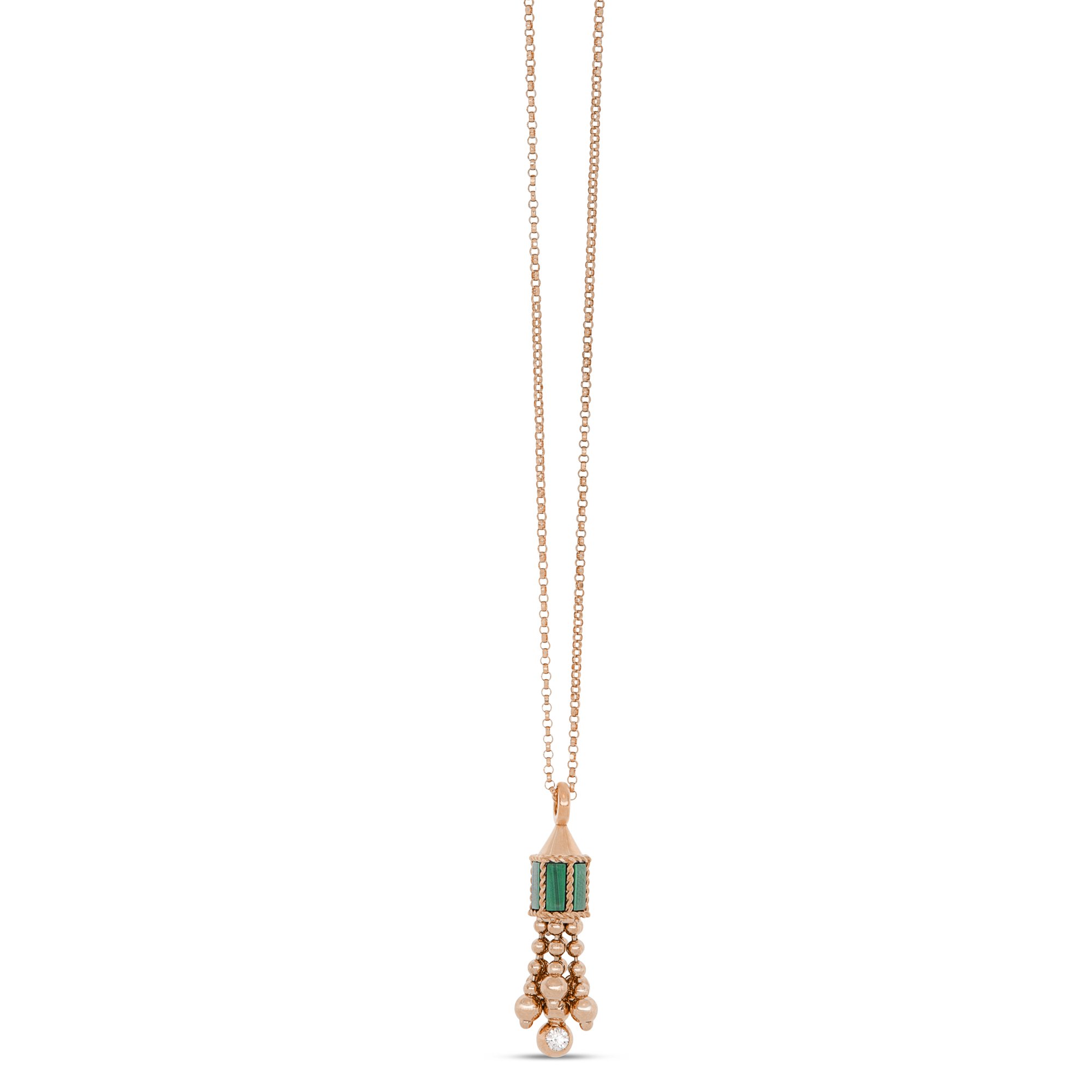 ART DECO NECKLACE WITH MALACHITE AND DIAMONDS