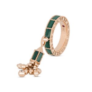 ART DECO RING WITH MALACHITE AND DIAMONDS