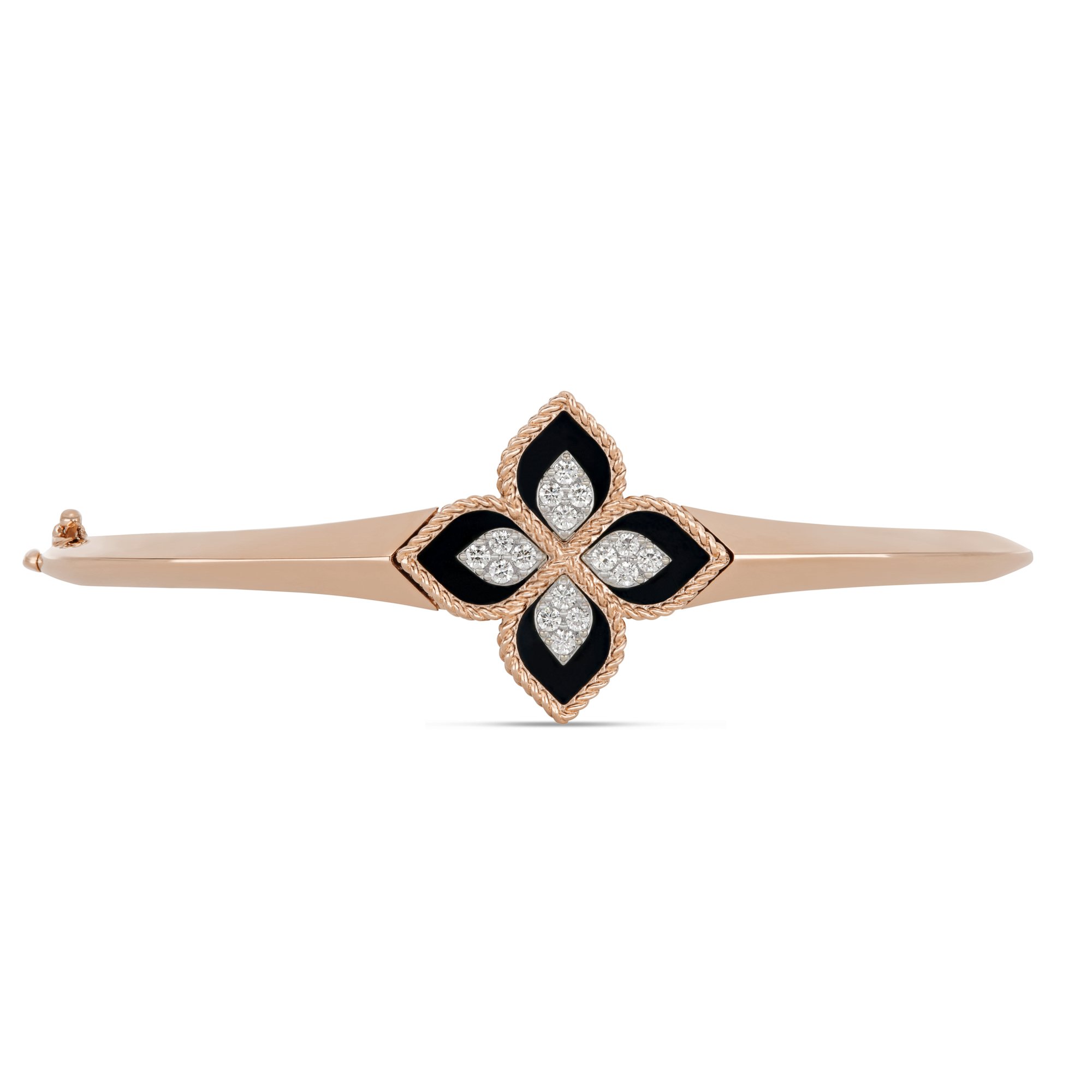 PRINCESS FLOWER BANGLE WITH DIAMONDS AND BLACK JADE - Image 3