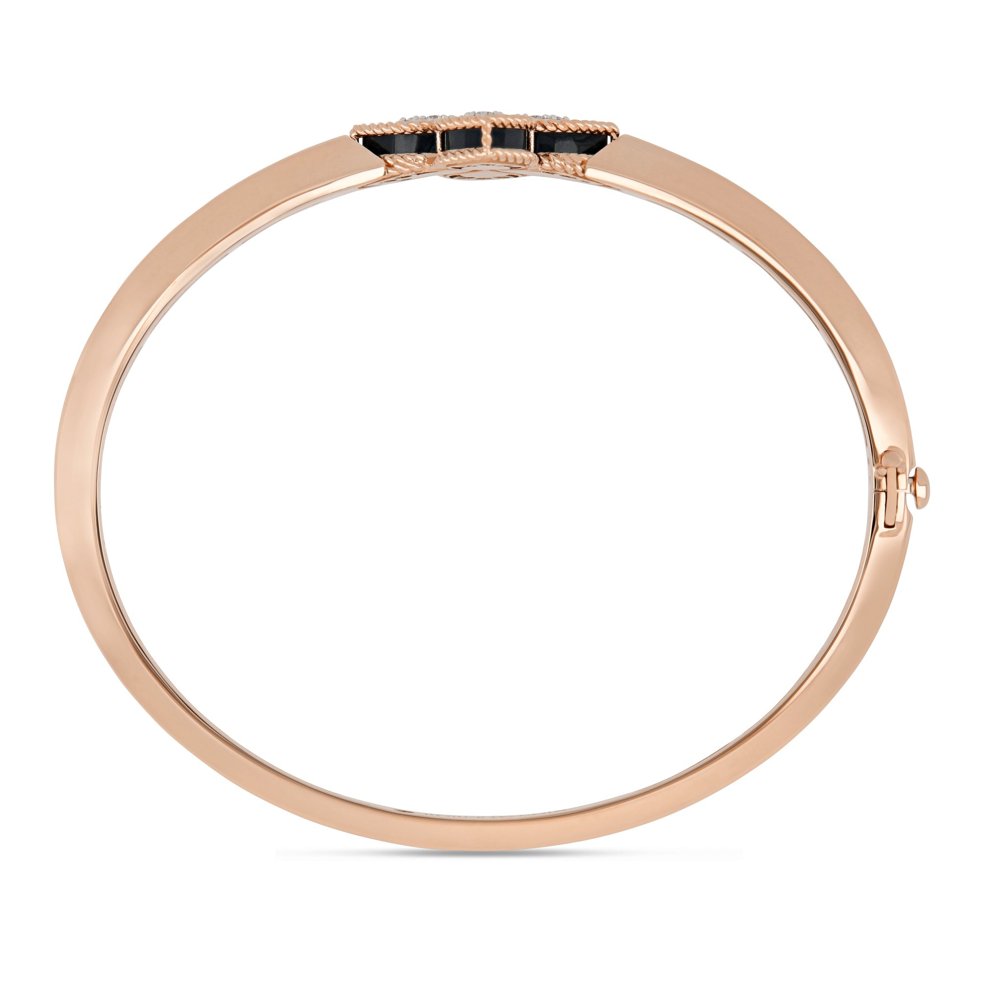 PRINCESS FLOWER BANGLE WITH DIAMONDS AND BLACK JADE - Image 4