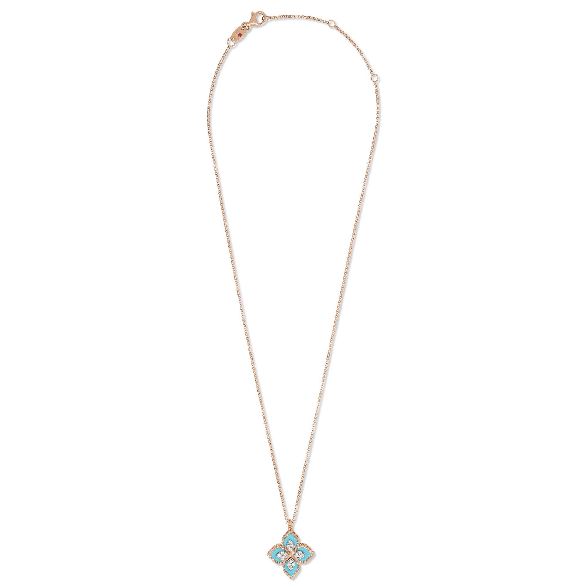PRINCESS FLOWER PENDANT WITH DIAMONDS AND TURQUOISE - Image 3