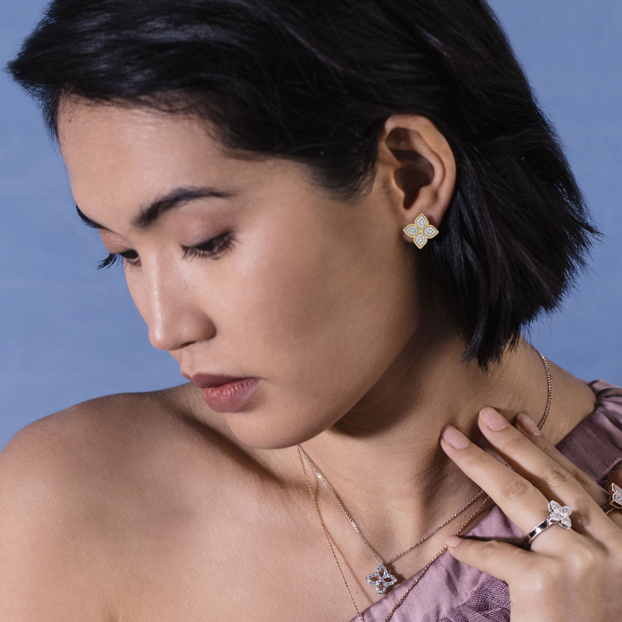 PRINCESS FLOWER EARRINGS WITH DIAMONDS - Image 2