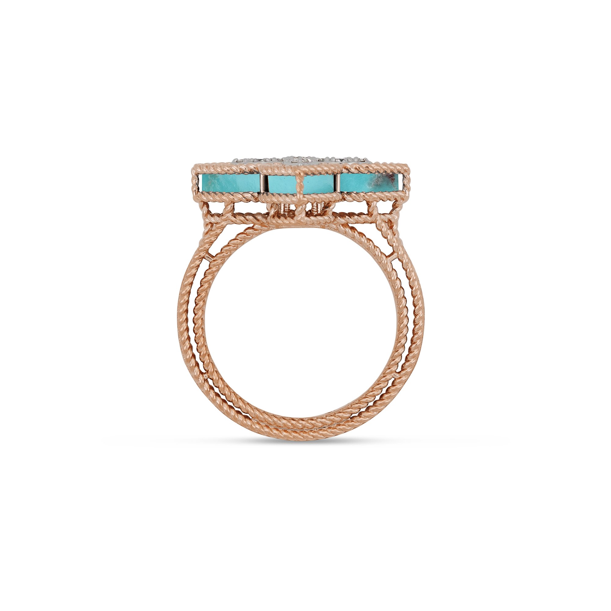 PRINCESS FLOWER RING WITH DIAMONDS AND TURQUOISE - Image 4