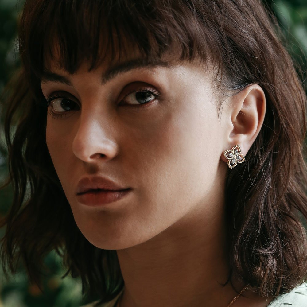 PRINCESS FLOWER EARRINGS WITH DIAMONDS - Image 2