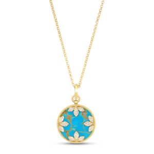 VENETIAN MEDALLIONS COLLAR WITH DIAMONDS AND TURQUOISE