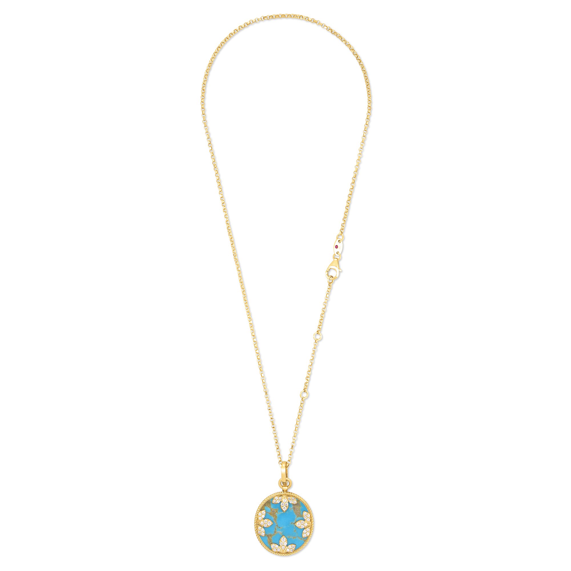 VENETIAN MEDALLIONS COLLAR WITH DIAMONDS AND TURQUOISE - Image 2