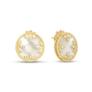 VENETIAN MEDALLIONS EARRINGS WITH DIAMONDS AND MOTHER OF PEARL