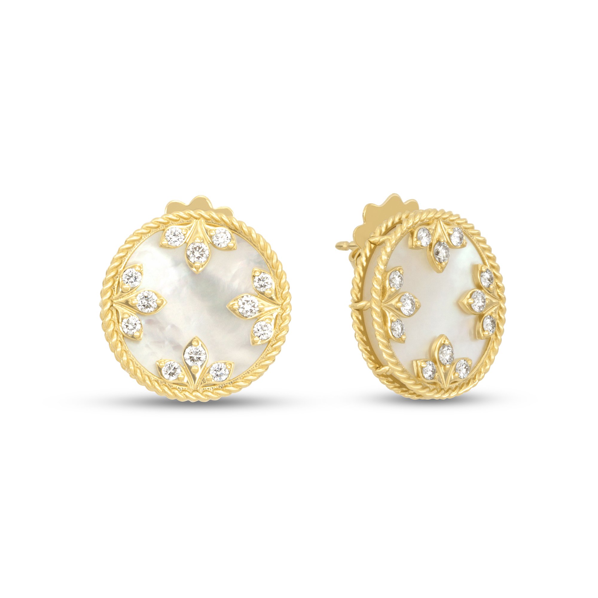VENETIAN MEDALLIONS EARRINGS WITH DIAMONDS AND MOTHER OF PEARL