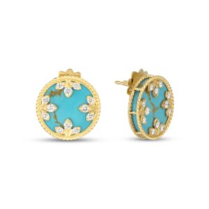 VENETIAN MEDALLIONS EARRINGS WITH DIAMONDS AND TURQUOISE