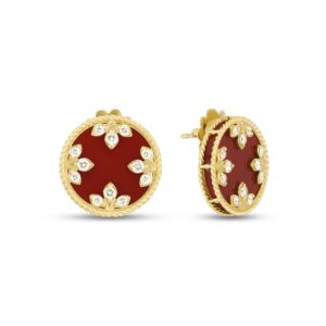 VENETIAN MEDALLIONS EARRINGS WITH DIAMONDS AND RED AGATA