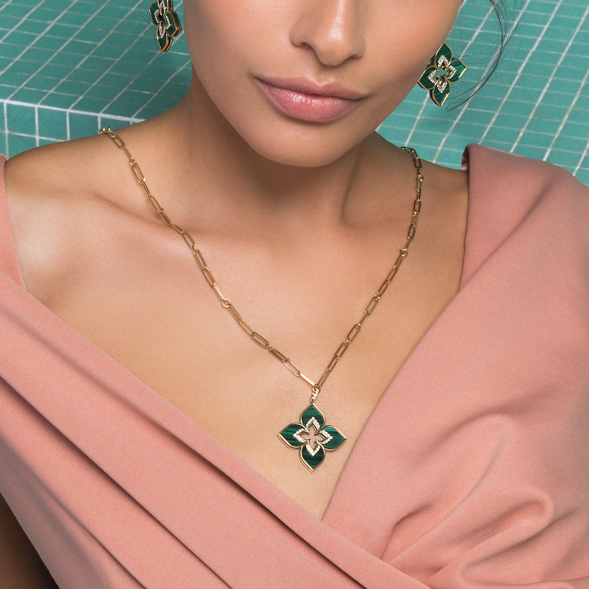 VENETIAN PRINCESS PENDANT WITH DIAMONDS AND MALACHITE - Image 2