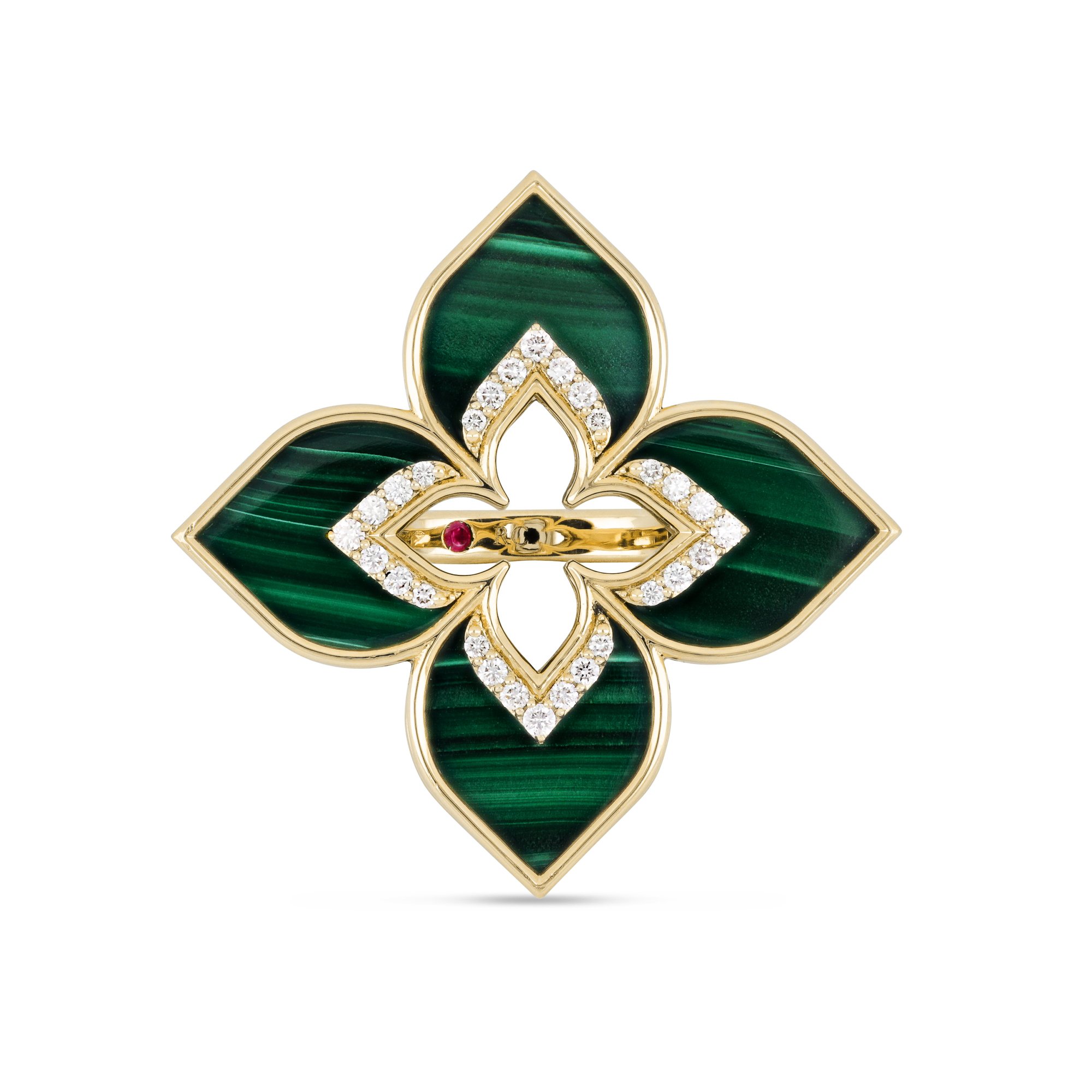 VENETIAN PRINCESS RING WITH DIAMONDS AND MALACHITE - Image 3