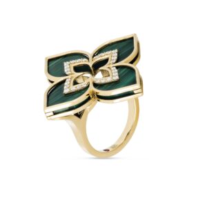 VENETIAN PRINCESS RING WITH DIAMONDS AND MALACHITE