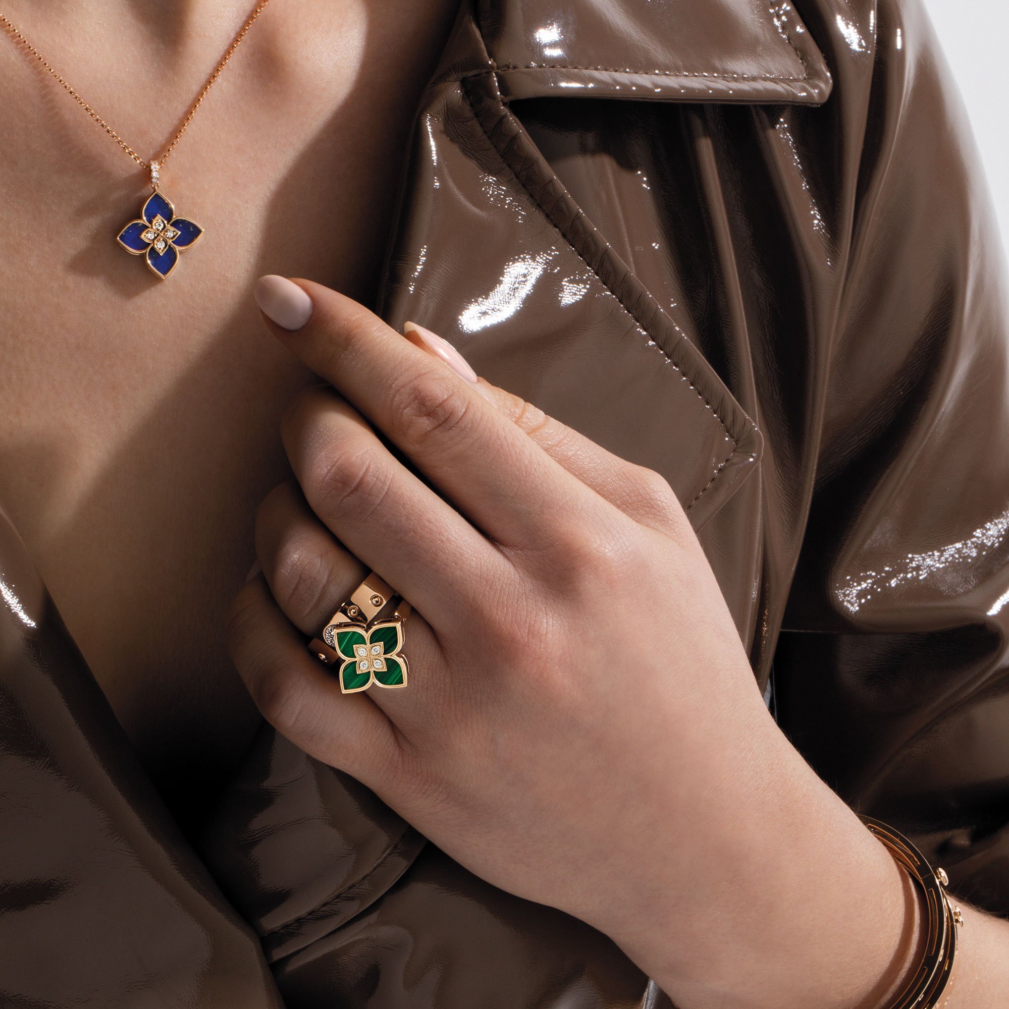 VENETIAN PRINCESS RING WITH DIAMONDS AND MALACHITE - Image 2