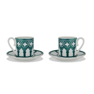 ESPRESSO CUP AND SAUCER IN BONE CHINA, SET OF TWO