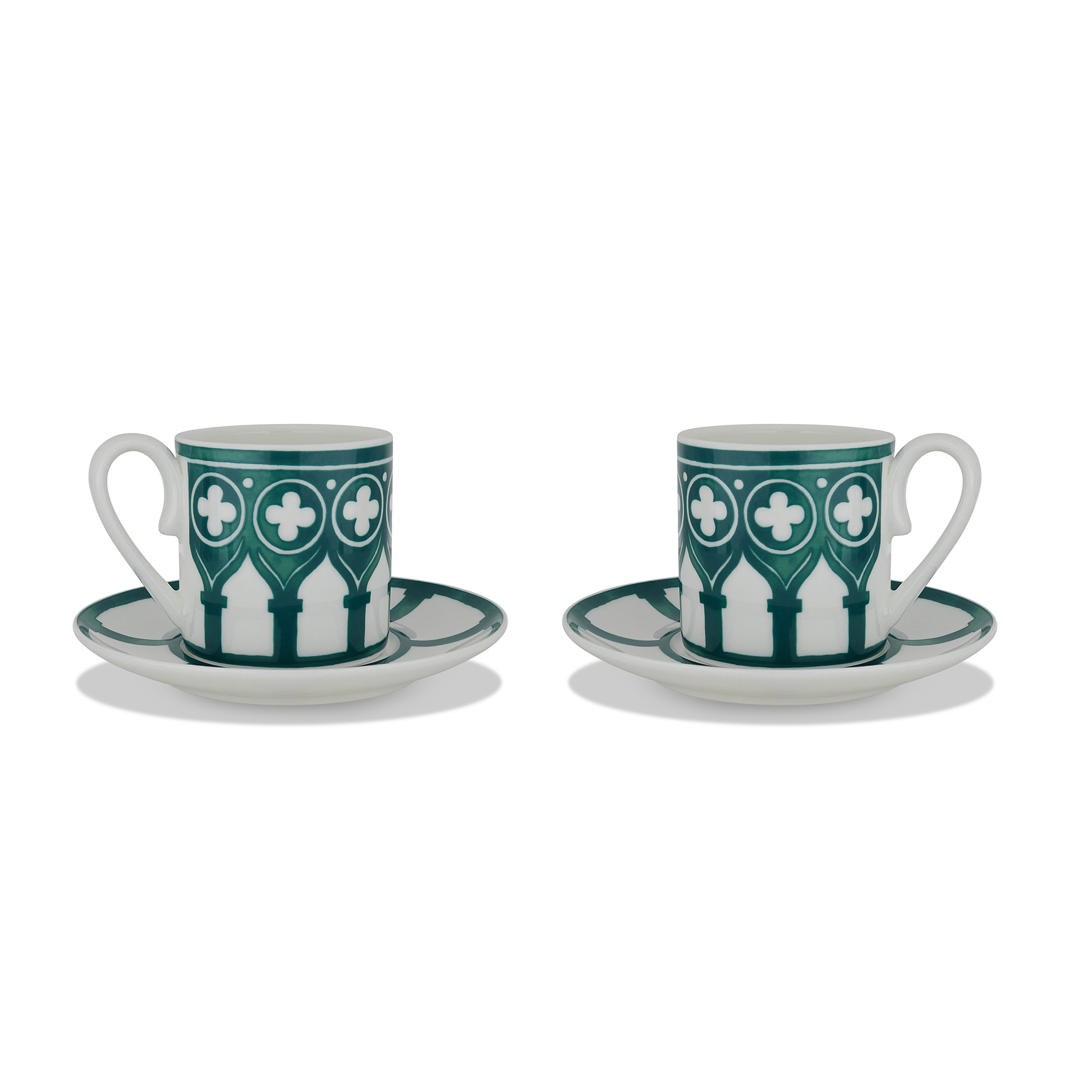 ESPRESSO CUP AND SAUCER IN BONE CHINA, SET OF TWO