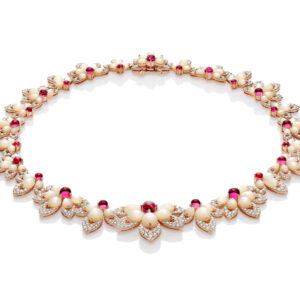 TIARÈ NECKLACE WITH MOTHER OF PEARL, RUBELLITE AND DIAMONDS