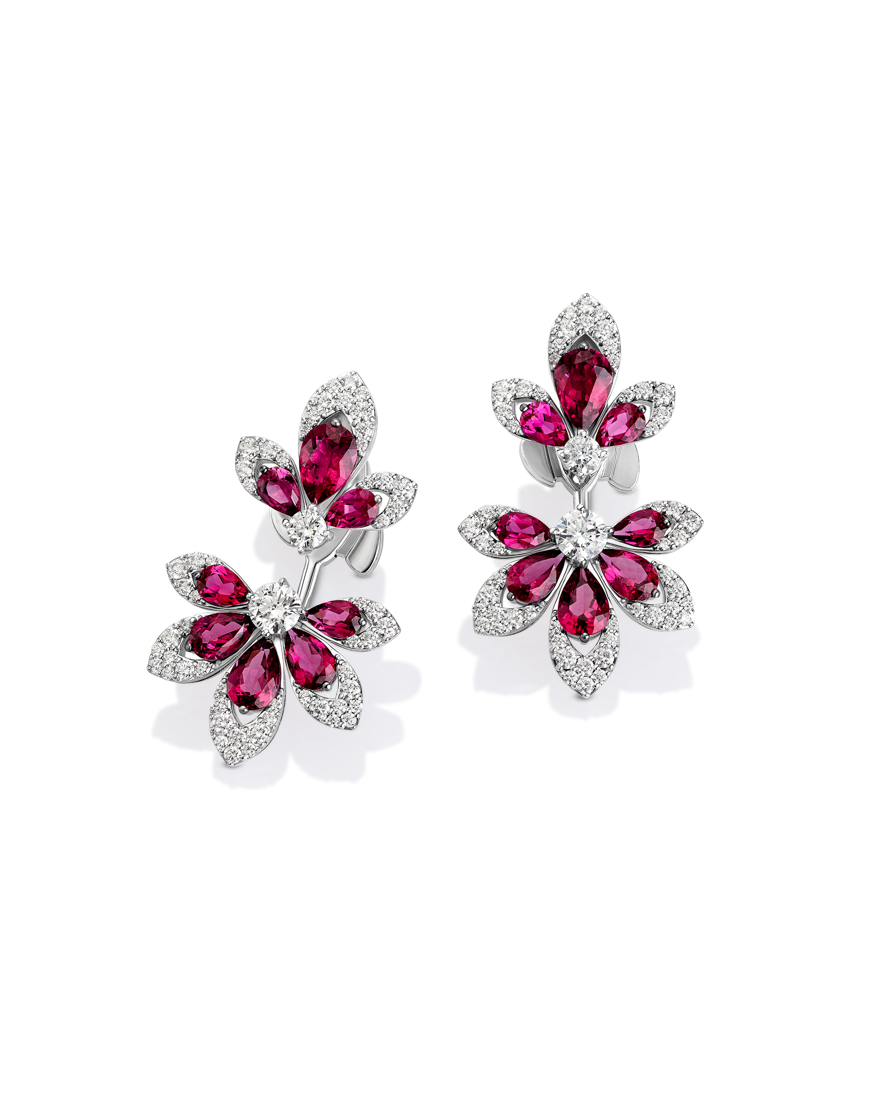 TIARÈ EARRINGS WITH RUBELLITE AND DIAMONDS