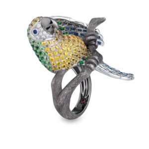 RING COLOURED STONES ANIMALIER