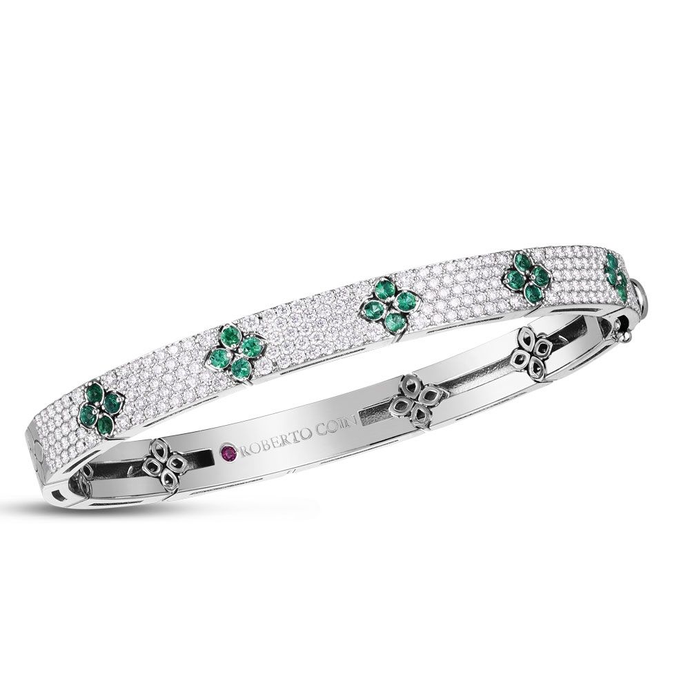 LOVE IN VERONA BANGLE WITH DIAMONDS AND EMERALDS