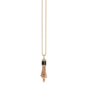 ART DECO NECKLACE WITH MALACHITE AND DIAMONDS