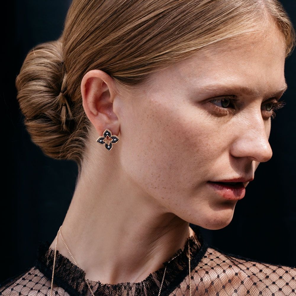 VENETIAN PRINCESS EARRINGS WITH BLACK AND WHITE DIAMONDS - Image 2