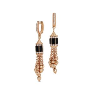 ART DECO EARRINGS WITH BLACK JADE AND DIAMONDS