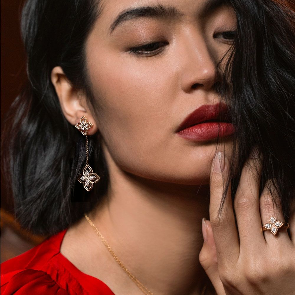 PRINCESS FLOWER EARRINGS WITH DIAMONDS - Image 2