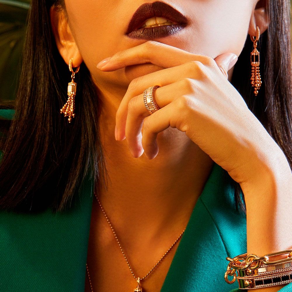 ART DECO EARRINGS WITH MALACHITE AND DIAMONDS - Image 2