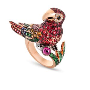 RING COLOURED STONES ANIMALIER