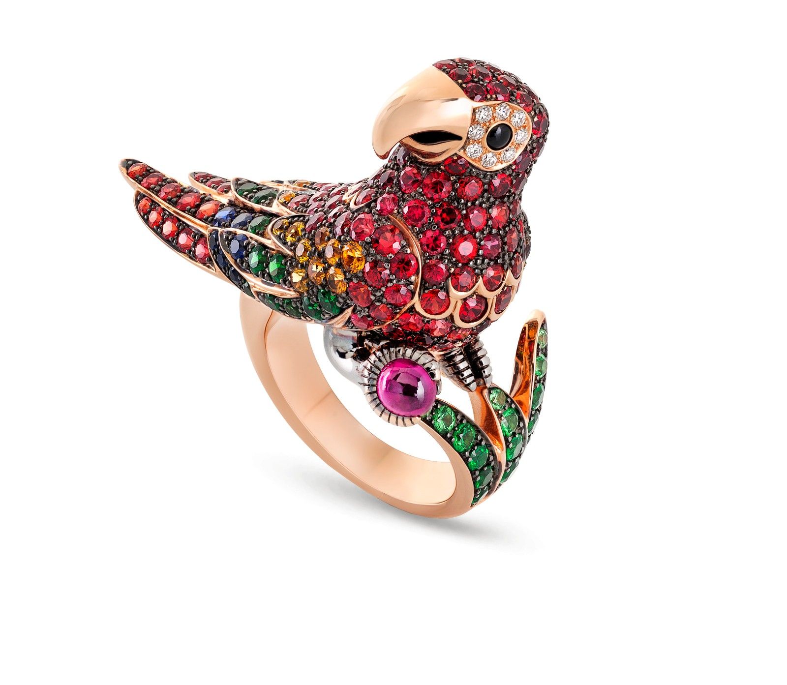 RING COLOURED STONES ANIMALIER