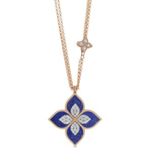 PRINCESS FLOWER PENDANT WITH DIAMONDS AND LAPIS
