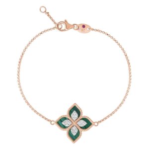 PRINCESS FLOWER BRACELET WITH DIAMONDS AND MALACHITE