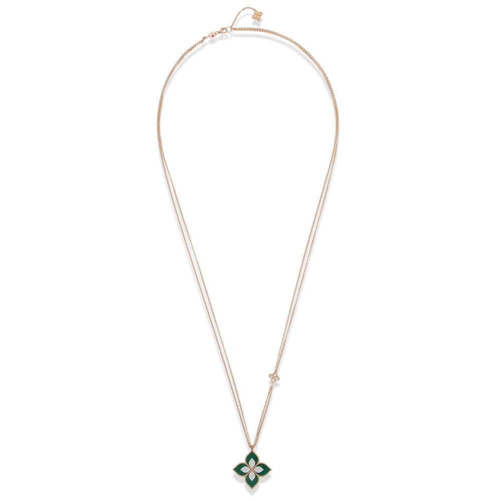 PRINCESS FLOWER PENDANT WITH DIAMONDS AND MALACHITE - Image 3