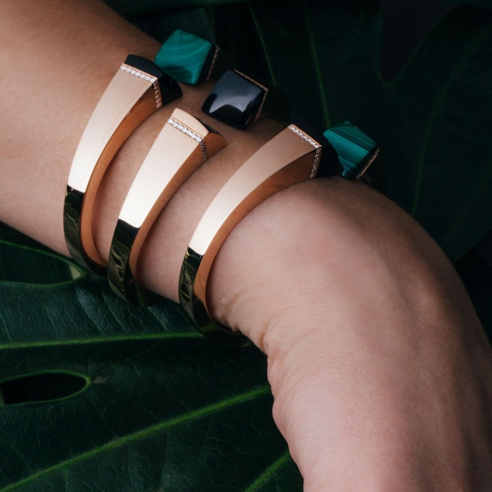 SAUVAGE PRIVÉ BANGLE WITH BLACK JADE AND MALACHITE - Image 2
